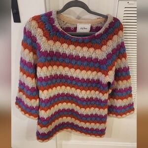 Lily Brown Japanese Retro Unique Chunky Knit Sweater Wool Blend M/L